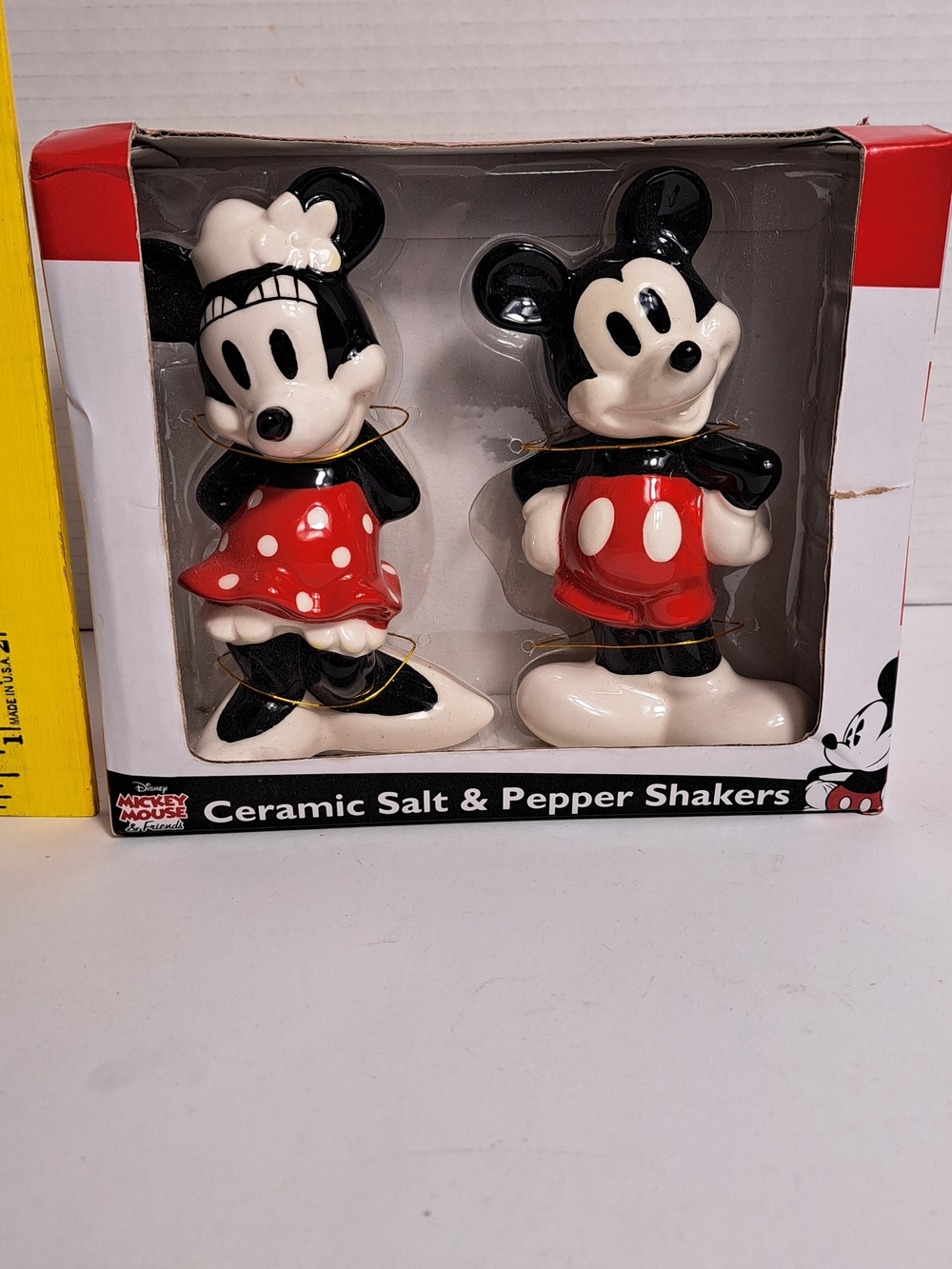 Disney Ceramic Large Mickey & Minnie Lrg Salt and Pepper Shakers NEW IN BOX